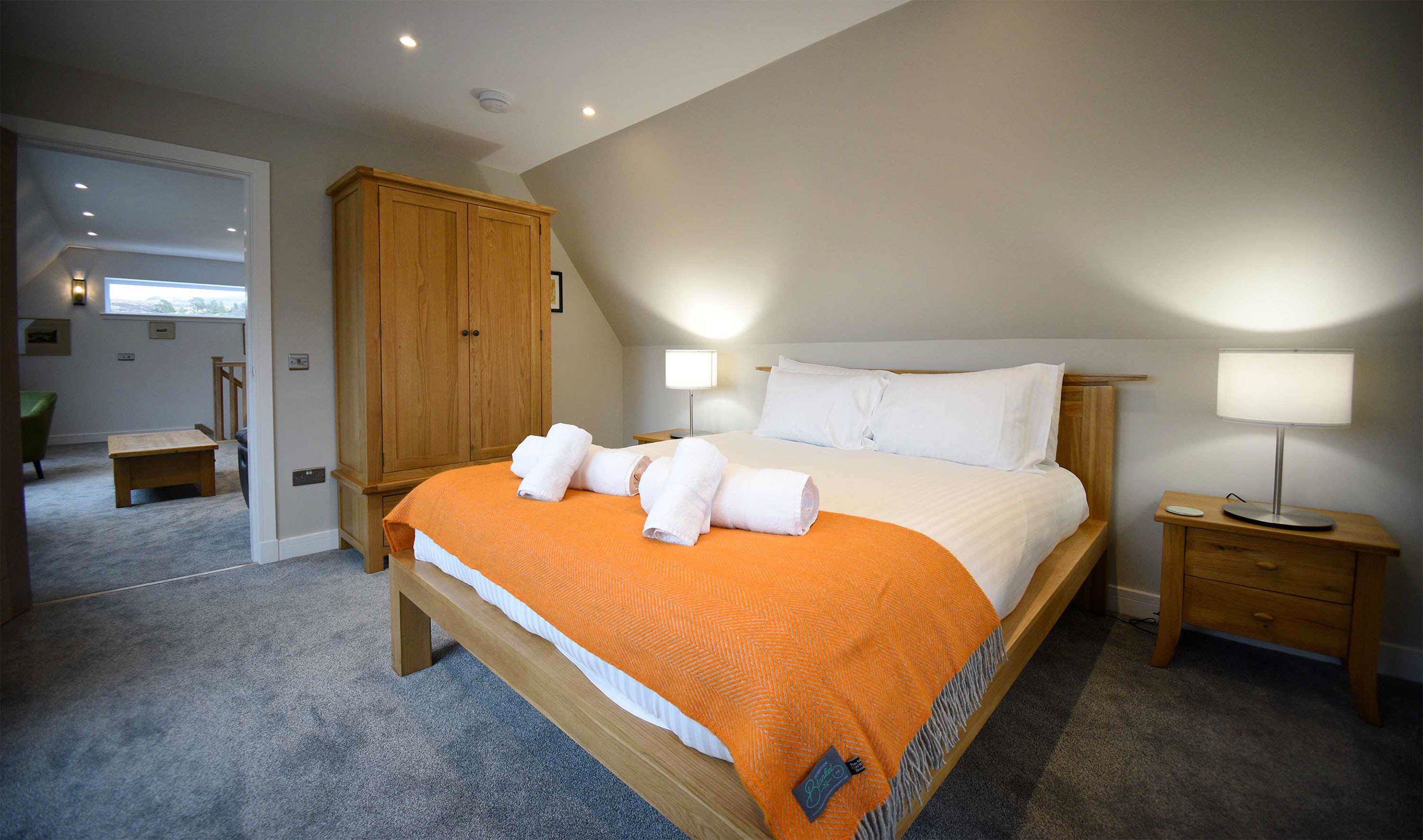 The Old Workshop self catering accommodation near Portree contains a King size Double bed with sea and mountain views 